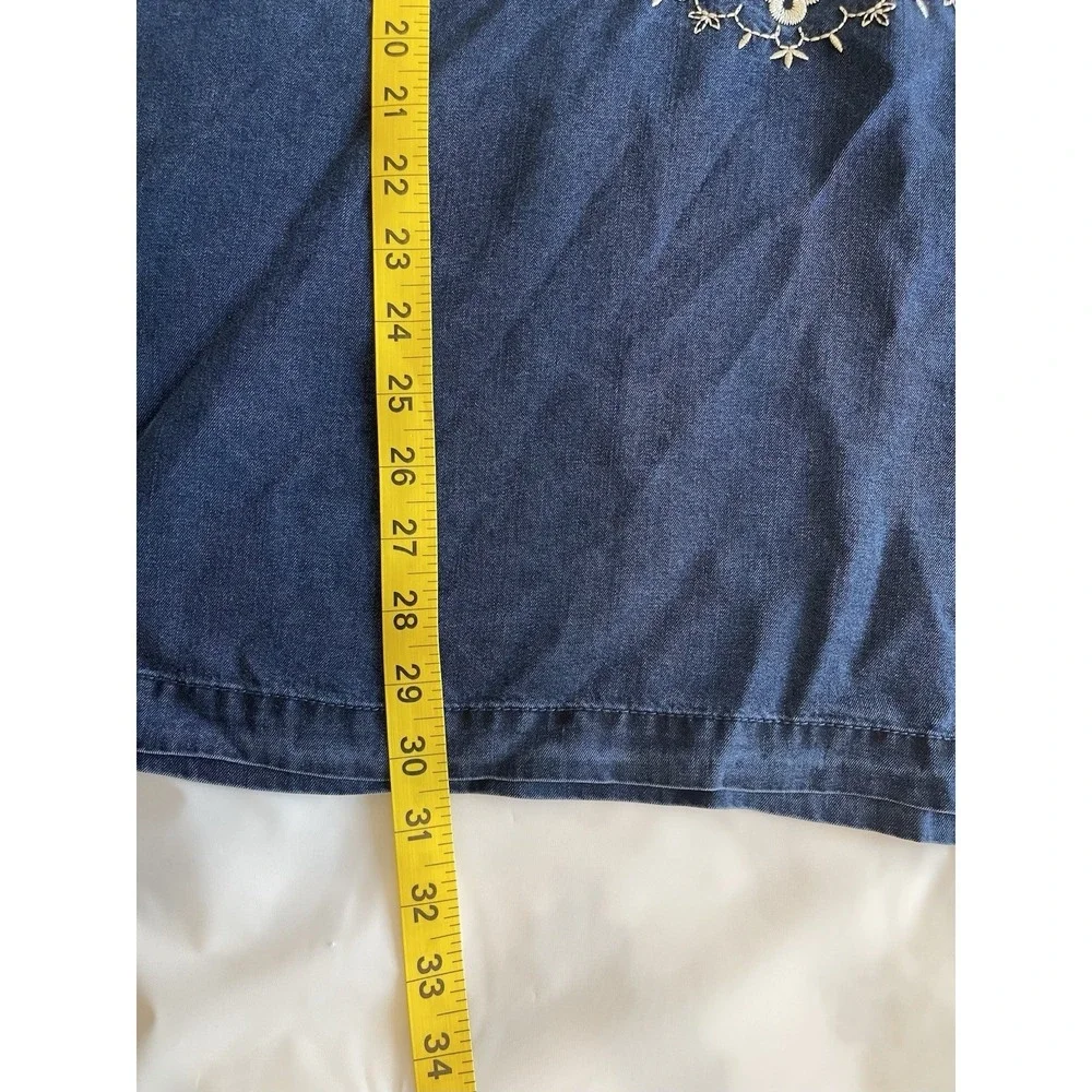 NWT Soft Surroundings Regio Hooded Denim Tunic Top XL Embroidered Boho Spring - Picture 7 of 9